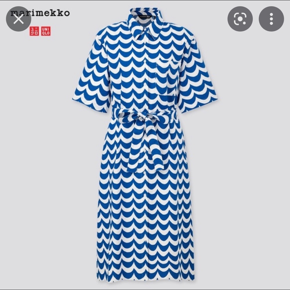 NWT Marimekko Uniqlo Geometric Linen Shirt Dress